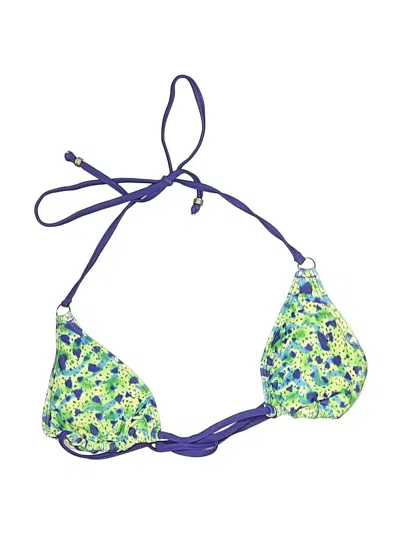 Pre-owned Cider Swimsuit Top Green Floral Pattern Swimwear