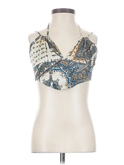 Pre-owned Cider Tank Top Blue Halter Neckline Tops