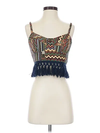 Pre-owned Cider Tank Top Blue Halter Neckline Tops