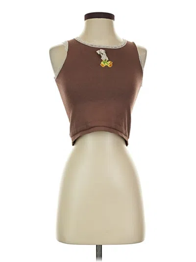 Pre-owned Cider Tank Top Brown Halter Neckline Tops