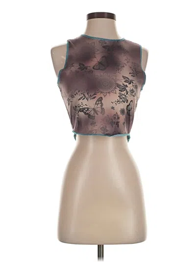 Pre-owned Cider Tank Top Brown Halter Neckline Tops
