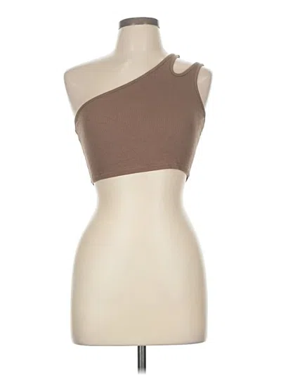 Pre-owned Cider Tank Top Brown One Shoulder Neckline Tops