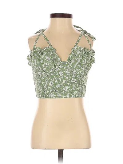 Pre-owned Cider Tank Top Green Halter Neckline Tops