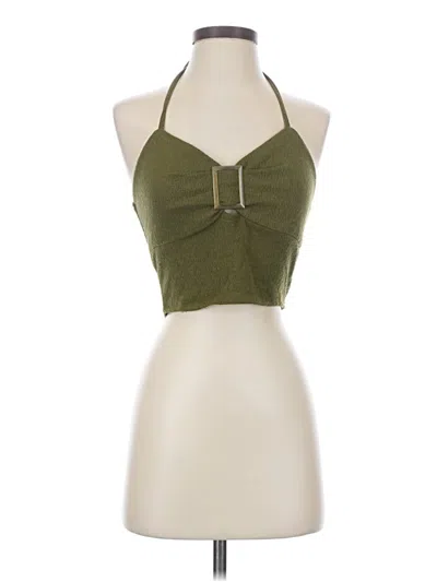 Pre-owned Cider Tank Top Green Halter Neckline Tops