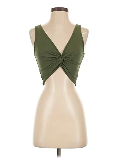 Pre-owned Cider Tank Top Green Halter Neckline Tops