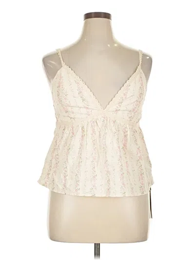 Cider Tank Top Ivory Plunge Neckline Tops In White