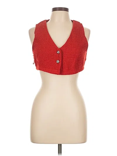 Pre-owned Cider Tank Top Red Halter Neckline Tops