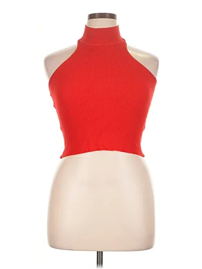 Pre-owned Cider Tank Top Red Halter Neckline Tops