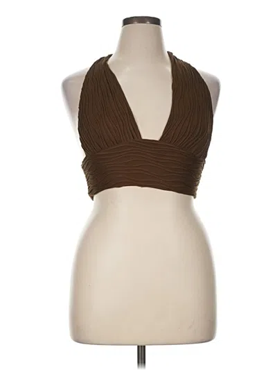 Pre-owned Cider Tank Top Tan Halter Neckline Tops