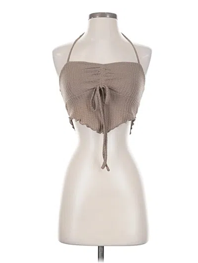Pre-owned Cider Tank Top Tan Halter Neckline Tops In Brown