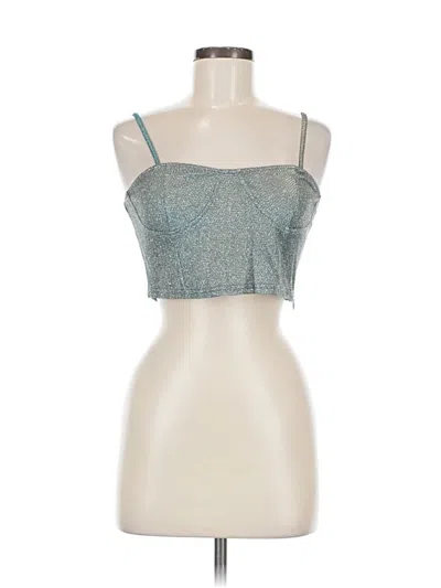 Pre-owned Cider Tank Top Teal Strapless Neckline Tops In Blue