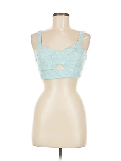 Pre-owned Cider Tank Top Teal Strapless Neckline Tops In Blue