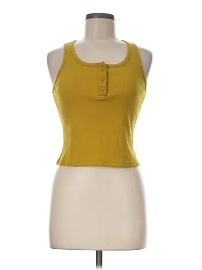 Pre-owned Cider Tank Top Yellow Halter Neckline Tops