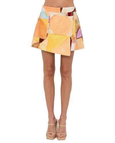Ciebon Abstract Mini Skort In Yellow Multi
