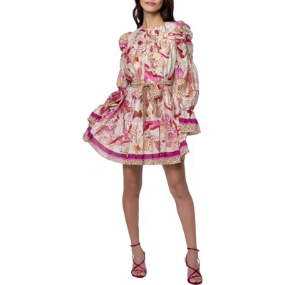 Ciebon Adele Mixed Print Long Sleeve Dress In Multi