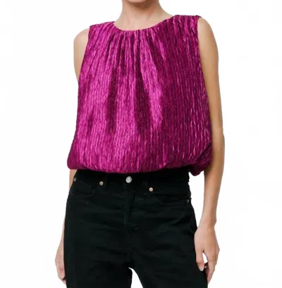 Ciebon Agnese Pleated Bubble Top In Purple