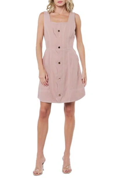 Ciebon Alanni Topstitch Detail Cotton Blend Dress In Pink