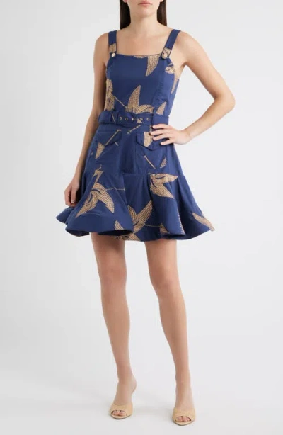 Ciebon Alivia Belted Fit & Flare Minidress In Blue