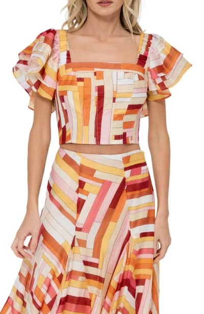 Ciebon Amie Stripe Crop Top In Multi