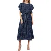Ciebon Anastasia Geo Print Flutter Sleeve Dress In Multi