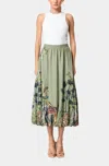 Ciebon Andrey Printed Bubble Midi Skirt In Green In Green