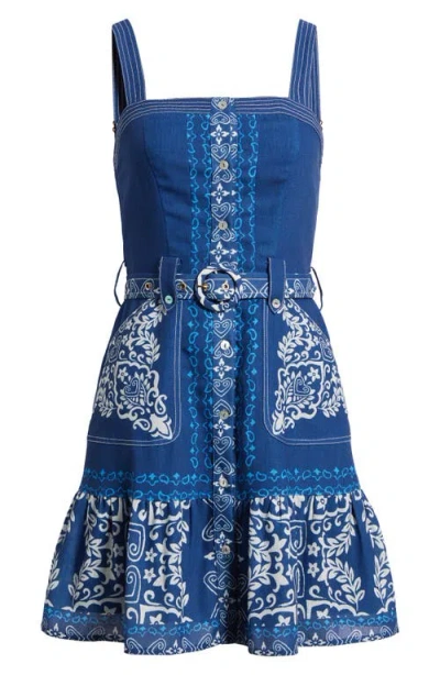 Ciebon Anise Placed Print Minidress In Blue