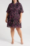 Ciebon Aniston Plissé Belted Minidress In Black Multi