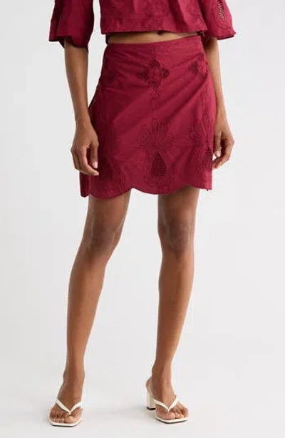 Ciebon Annie Scalloped Miniskirt In Burgundy