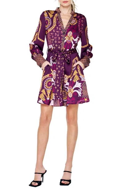 Ciebon Antonella Print Long Sleeve Dress In Pink