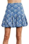 Ciebon Arcila Embroidered Denim Bubble Mini Skirt In Blue In Blue