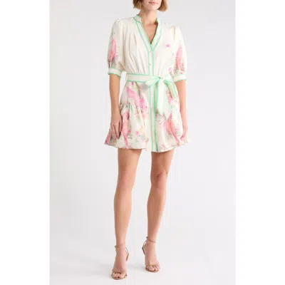 Ciebon Ashton Tie Waist Shirtdress In Multi