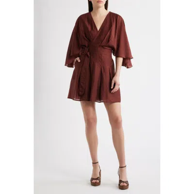 Ciebon Avaele Flutter Sleeve Minidress In Brown