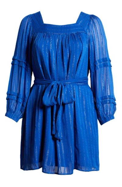 Ciebon Bera Metallic Stripe Long Sleeve Dress In Cobalt Blue
