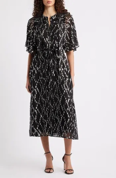 Ciebon Bex Metallic Dot Shirtdress In Black