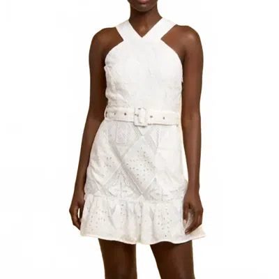 Ciebon Braylee Lace Eyelet Belted Dress In White