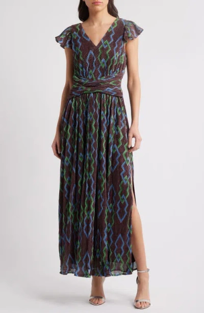 Ciebon Byanca Print Maxi Dress In Brown Multi