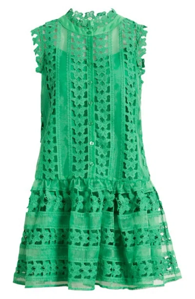 Ciebon Cara Butterfly Lace Shift Dress In Kelly Green