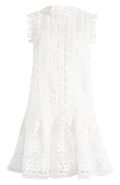 Ciebon Cara Butterfly Lace Shift Dress In White