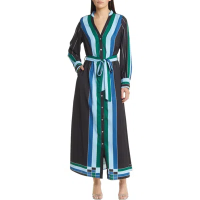 Ciebon Carmine Stripe Elbow Sleeve Shirtdress In Multi