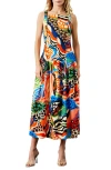 Ciebon Chara Abstract Print Cotton Dress In Multi