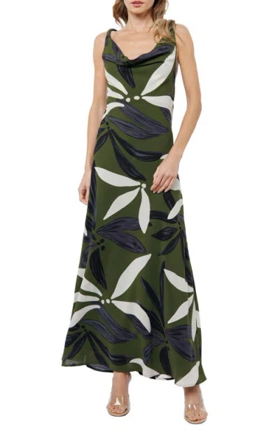 Ciebon Charrisse Abstract Floral Print Maxi Dress In Green
