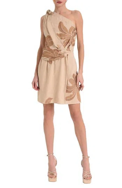 Ciebon Cheyenne One-shoulder Minidress In Brown