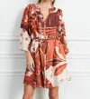 Ciebon Christy Printed Mini Dress In Brown Multi In Brown