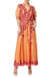 CIEBON CIEBON CICILE PUFF SLEEVE EMBROIDERED MAXI DRESS