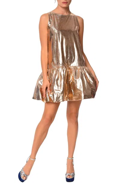 Ciebon Claira Metallic Mini Dress In Gold In Multi