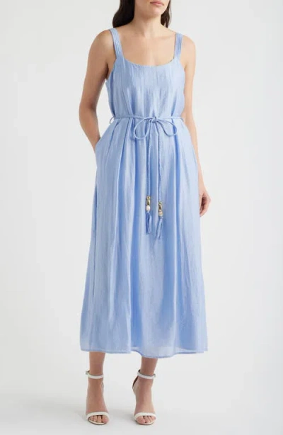 Ciebon Claudia Tie Waist Midi Dress In Blue