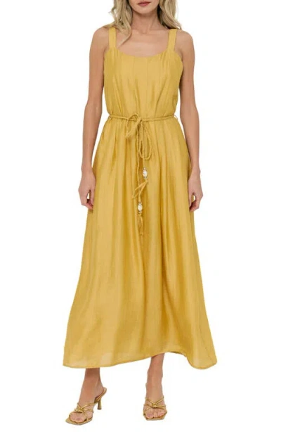 Ciebon Claudia Tie Waist Midi Dress In Yellow