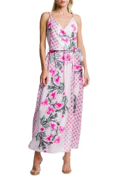 Ciebon Clillian Floral Print Faux Wrap Dress In Pink
