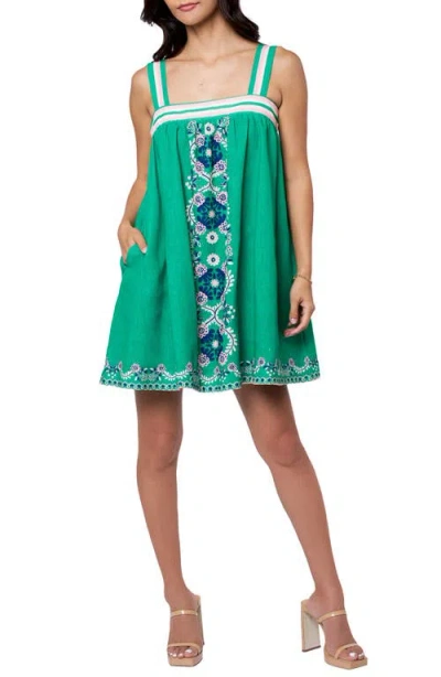 Ciebon Daina Floral A-line Babydoll Minidress In Green