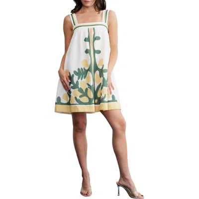 Ciebon Daina Print Sleeveless Shift Dress In Cream Multi